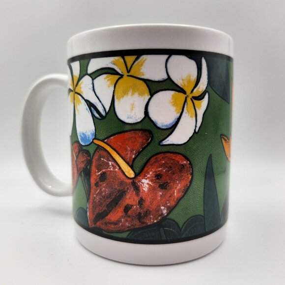Vintage 1998 RBCI Hawaii Coffee Mug 12oz Plumeria Hibiscus Bird Of Paradise - Picture 3 of 9